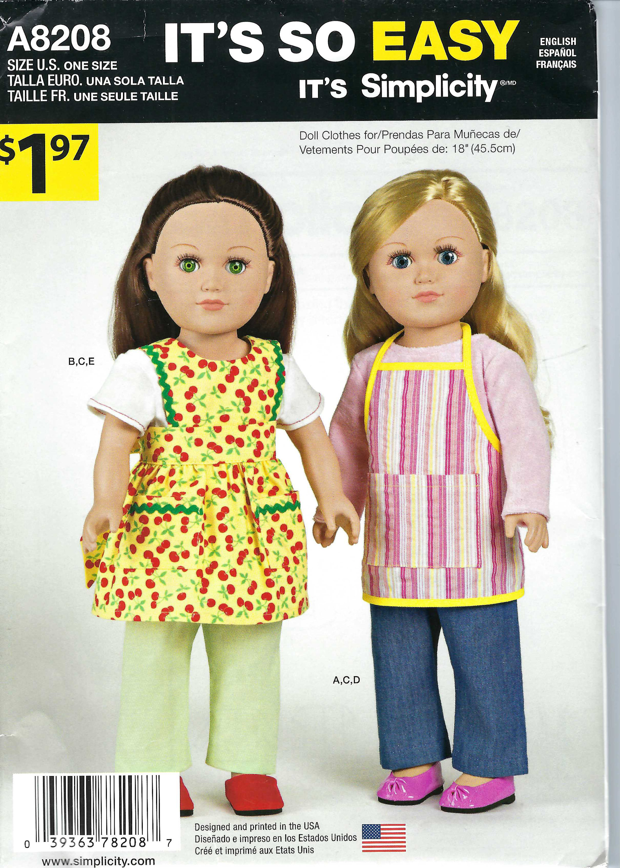 Uncut simplicity sewing pattern 0218 simplicity 18 doll clothes one size FF Uncut simplicity sewing pattern 0218 simplicity 18 doll clothes one size FF