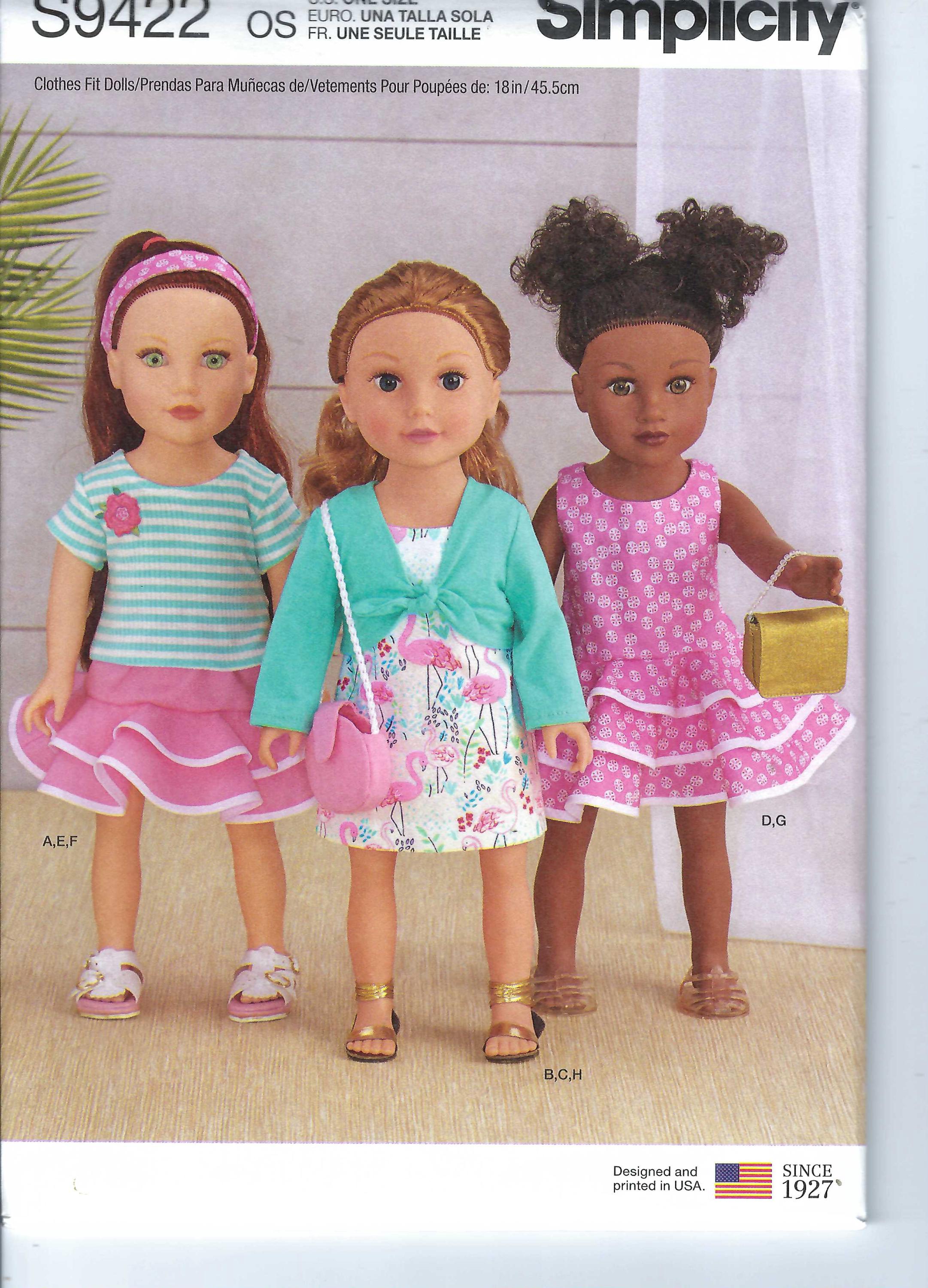 Uncut Simplicity Sewing Pattern 9422 - 18" Doll Clothes  FF
