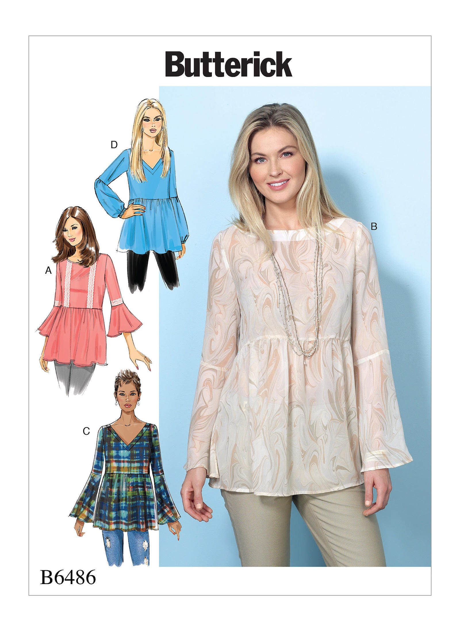 chama ページ Uncut Butterick Sewing Pattern B6486 6486 Misses' Loose-fitting
