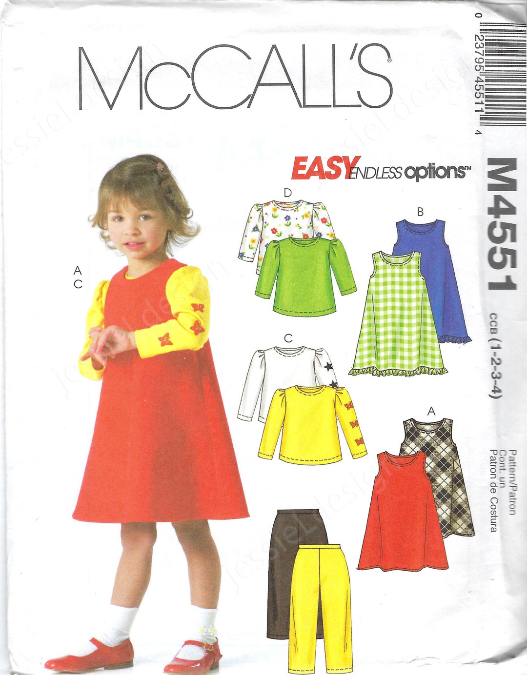 Simplicity Pattern 4551 Uncut Mccalls Sewing Pattern 4551 Sweet Little Girl's Jumpers Pants ...