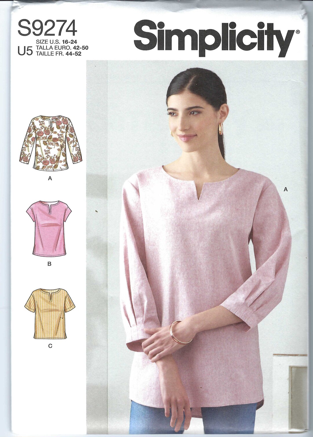 Uncut Simplicity Sewing Pattern 9274 Classy Tunic Top Size 6-14 16-24 ...