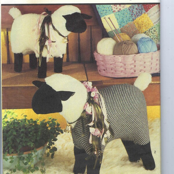 Uncut simplicity sewing pattern Stuffed Toy Sheep Pattern, 2 Sizes, Marjorie Puckett, Easter 7418 Size 16.5 x 23 in, 13.5 x 17.5 in FF
