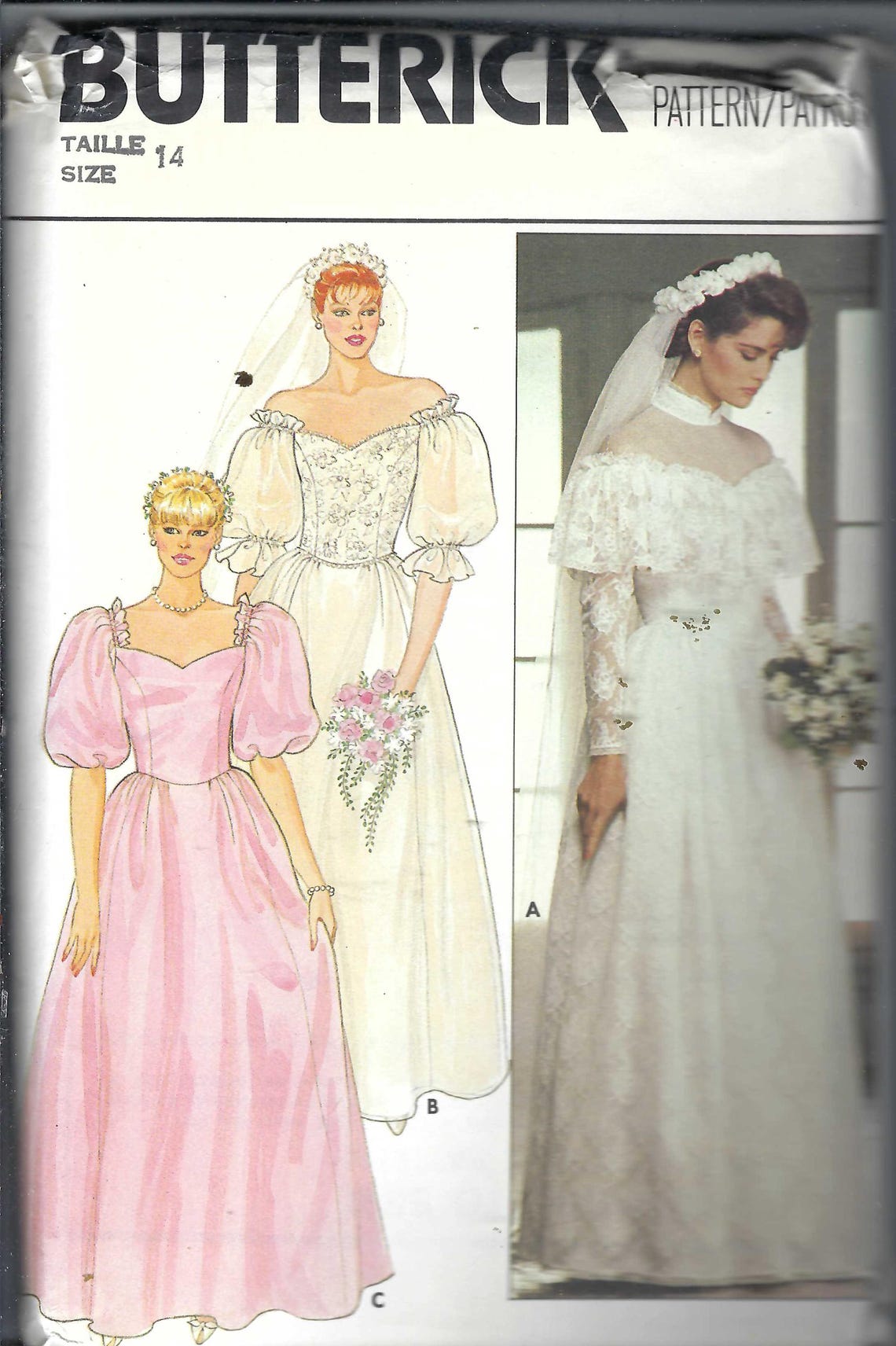 Basque Cowbell Pattern Uncut Butterick Sewing Pattern 6393 Vintage Wedding Gown With Basque ...