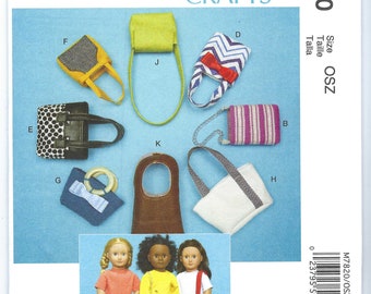 Uncut mccalls sewing Pattern 7820 Bags for 18” dolls FF