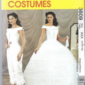 Può includere: Un cartamodello McCall's Costumes per un abito, taglia AAX (4-6-8-10), numero di modello 3609. Il cartamodello include istruzioni per realizzare un abito con una gonna ampia e un corpetto aderente.