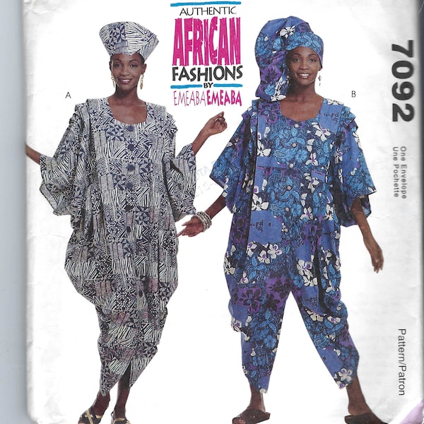 Zeldzaam ongesneden vintage McCalls-naaipatroon 7092 met jurk en jumpsuit, maat S-L FF