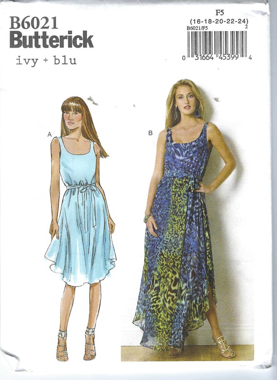 Uncut Butterick Sewing Pattern Misses' Dress Butterick 6021 Size 8-16  16--24 Maxi Dress, Midi Dress, Ivy Blue, Summer, Beach Cover up FF - Etsy