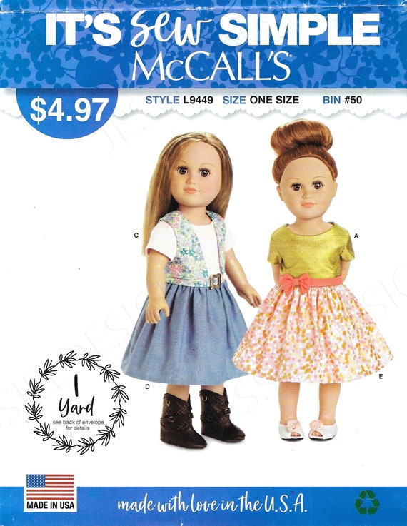 Uncut Sewing Patterns for 18" Doll Clothes McCall's Simplicity Vogue Butterick 
