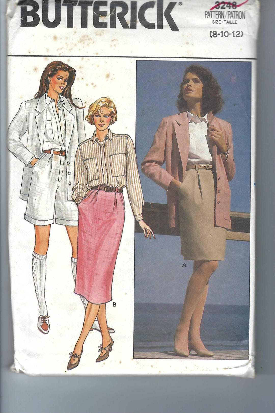 Uncut Vintage Butterick Sewing Pattern 3248 Misses Jacket Skirt Shorts ...