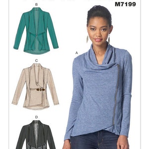 Uncut McCall&#39;s 460 515 7199 Size 6-14 14-22 Misses&#39; Draped-Collar Jackets Sewing Pattern FF