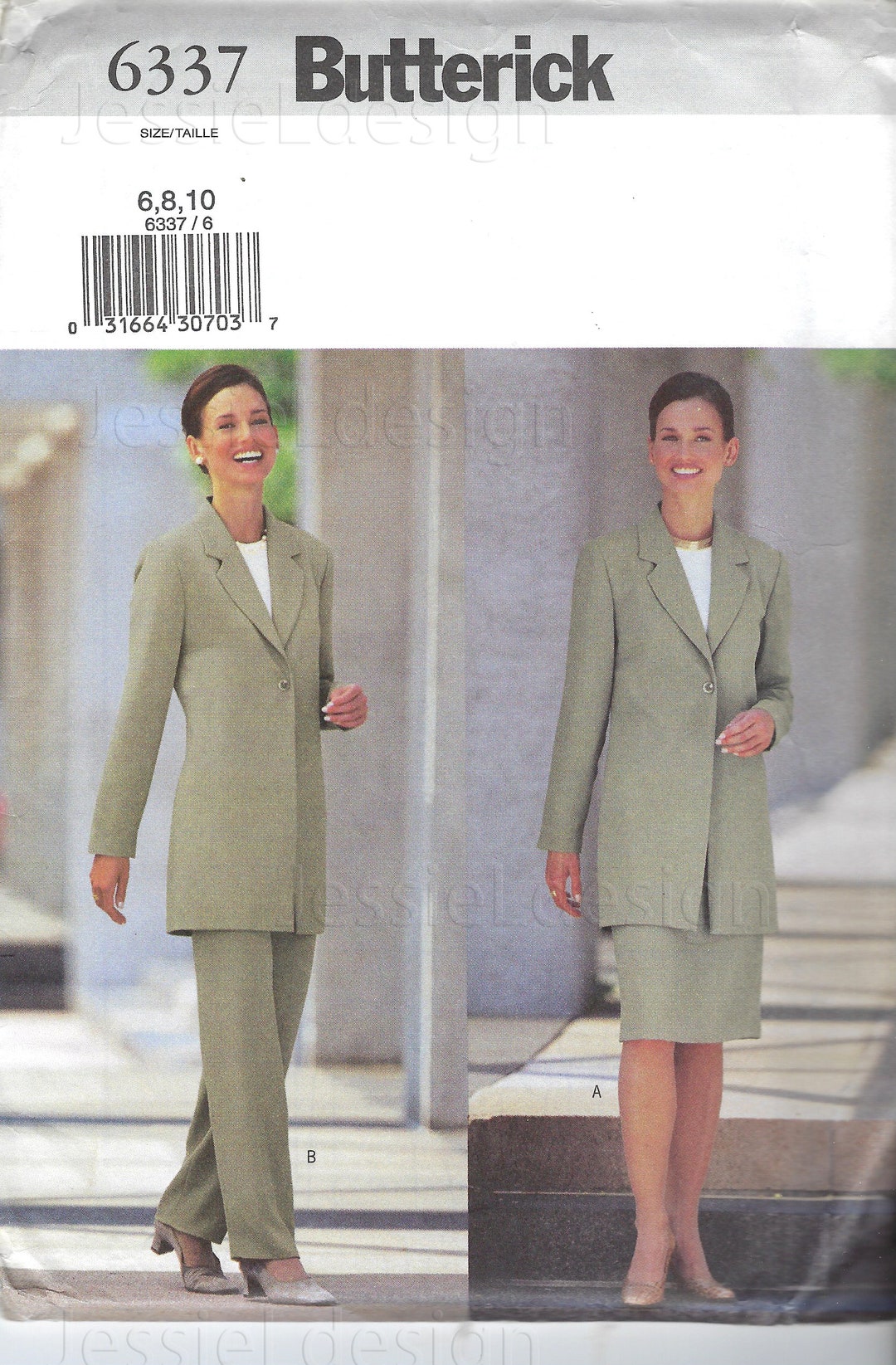 Uncut Vintage Butterick Sewing Pattern 6337 | 1990s Women Skirt Jacket ...