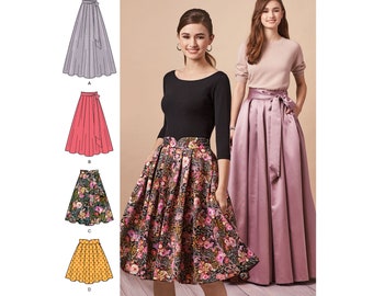 Uncut Simplicity Sewing Pattern 10023 8743 Pleated Skirt Sash, Classic Fashion, Short, Midi & Long, Sizes 6 8 10 12 14 14-22 FF