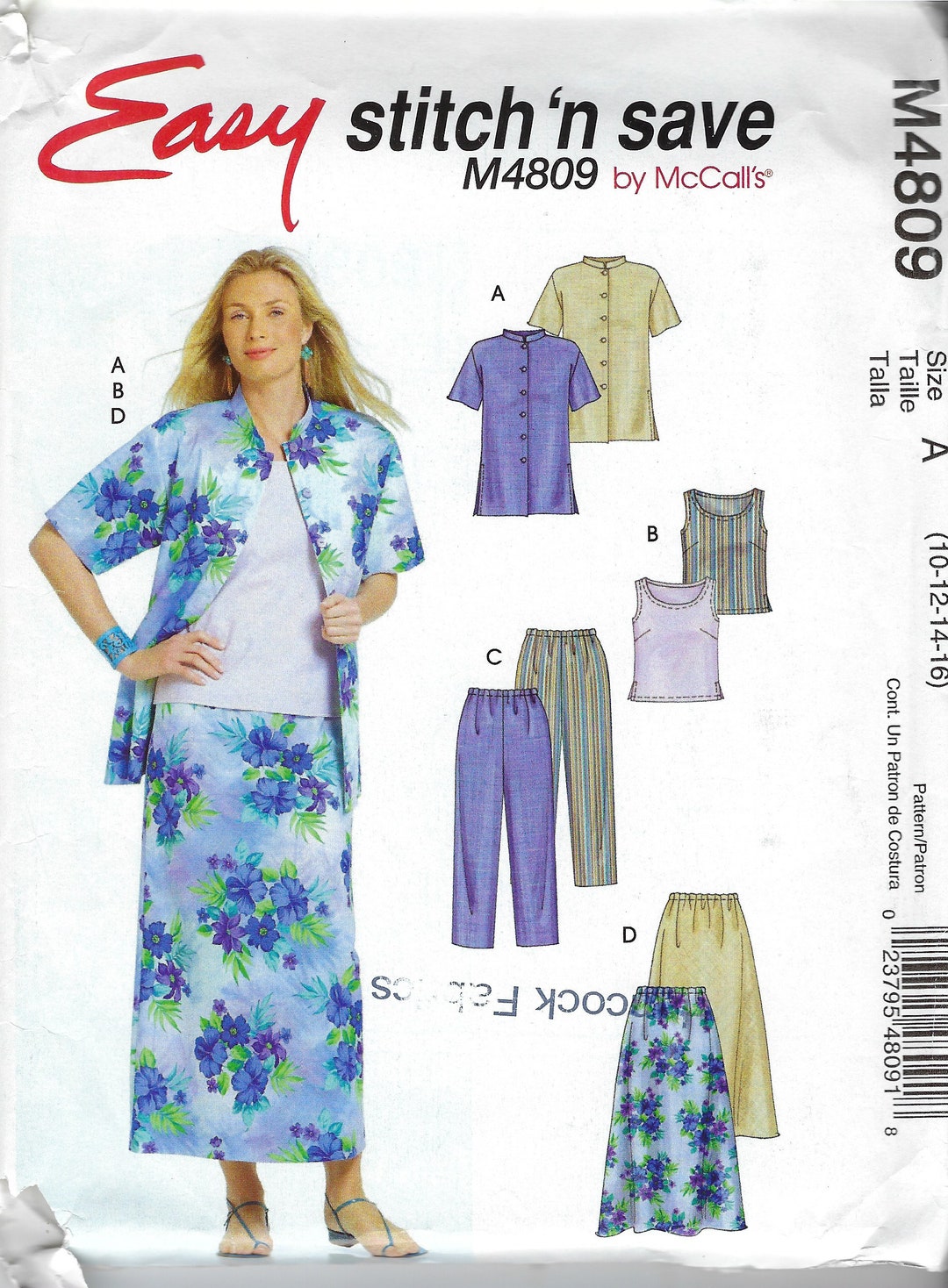 Uncut Mccall's Sewing Pattern 4809 Pattern Womens Shirt, Top, Pants and ...