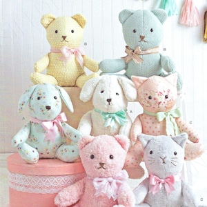 Uncut Simplicity sewing pattern 8716 Craft Pattern Stuffed Dog, Cat or Bears 14 Inches one size FF