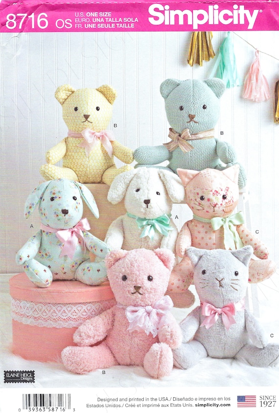 simplicity pattern 8716 stuffed animals