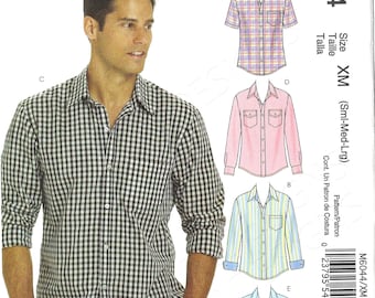 Uncut mccalls Sewing Pattern 6044 Men&#39;s Shirts Classic Collar with Cuffs Pockets Button Band Long Short Sleeves Sizes S-M-L xl-xxl-xxxl FF