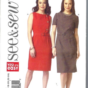 Uncut Butterick Sewing Pattern Dress pattern sz 8-24 EASY Butterick 6008 sewing Dress, straight w/ princess seam bodice See & SewFF