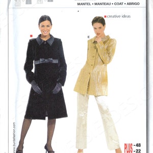 Uncut Burda sewing pattern 8292 Princess Seam Bow Belt Winter Wool Coat Jacket Sewing Pattern. Sizes: 10 to 22 FF