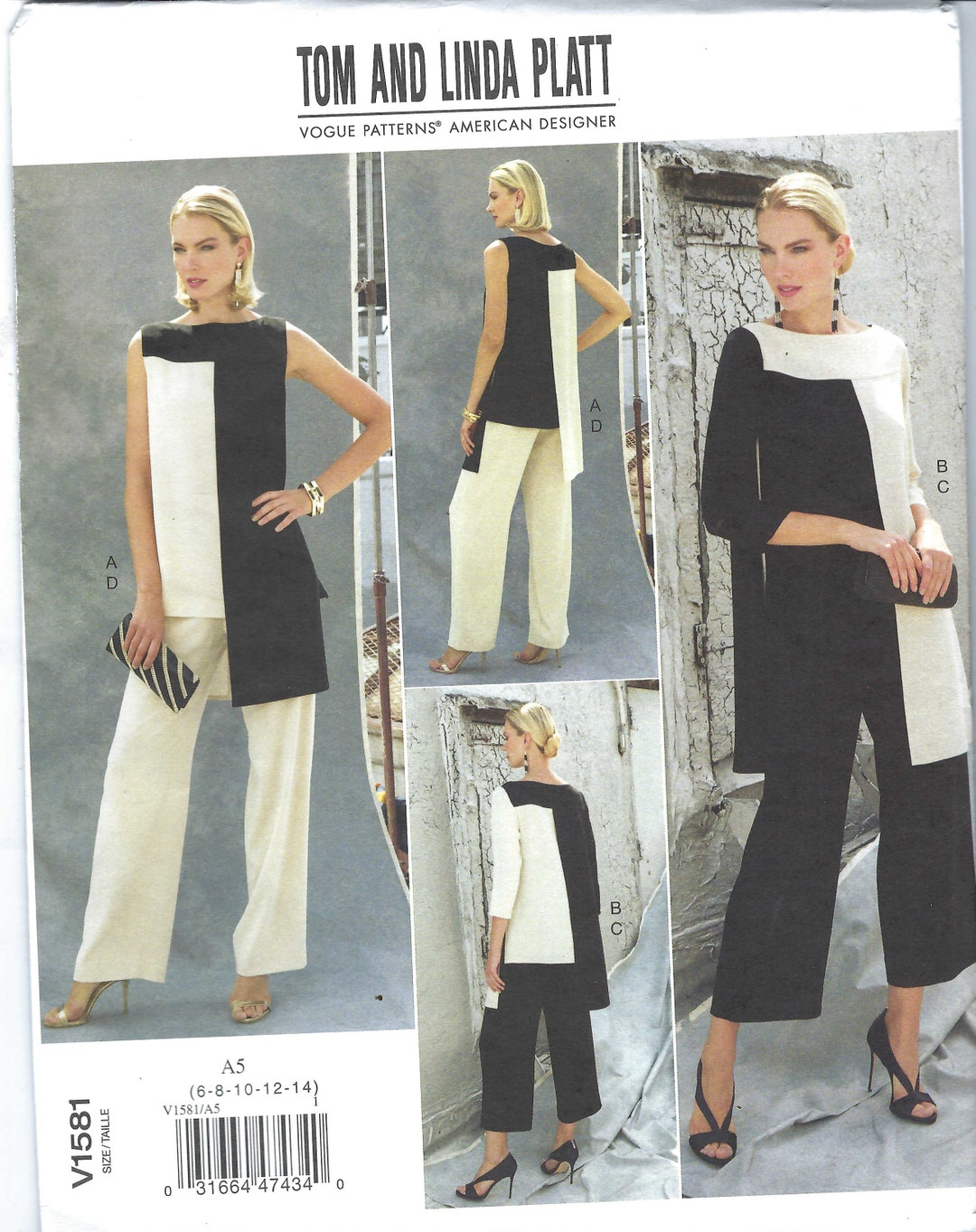 Uncut Vogue Sewing Pattern Womens Pants and Tunics, Wide Leg Pants ...