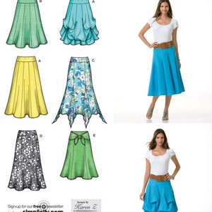 Uncut Simplicity Easy-to-sew Pattern 2449 Misses Pull-on Skirts in 2 ...