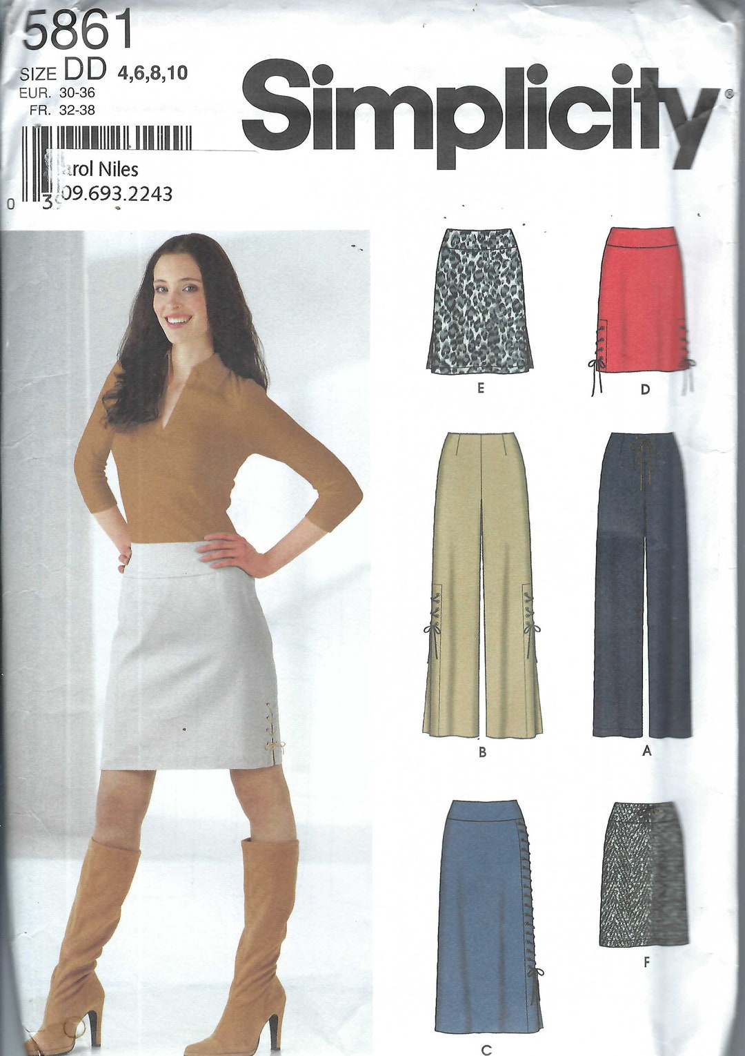 Uncut Simplicity Sewing Pattern 628 5861 Misses Skirt and Pants Size 4 ...