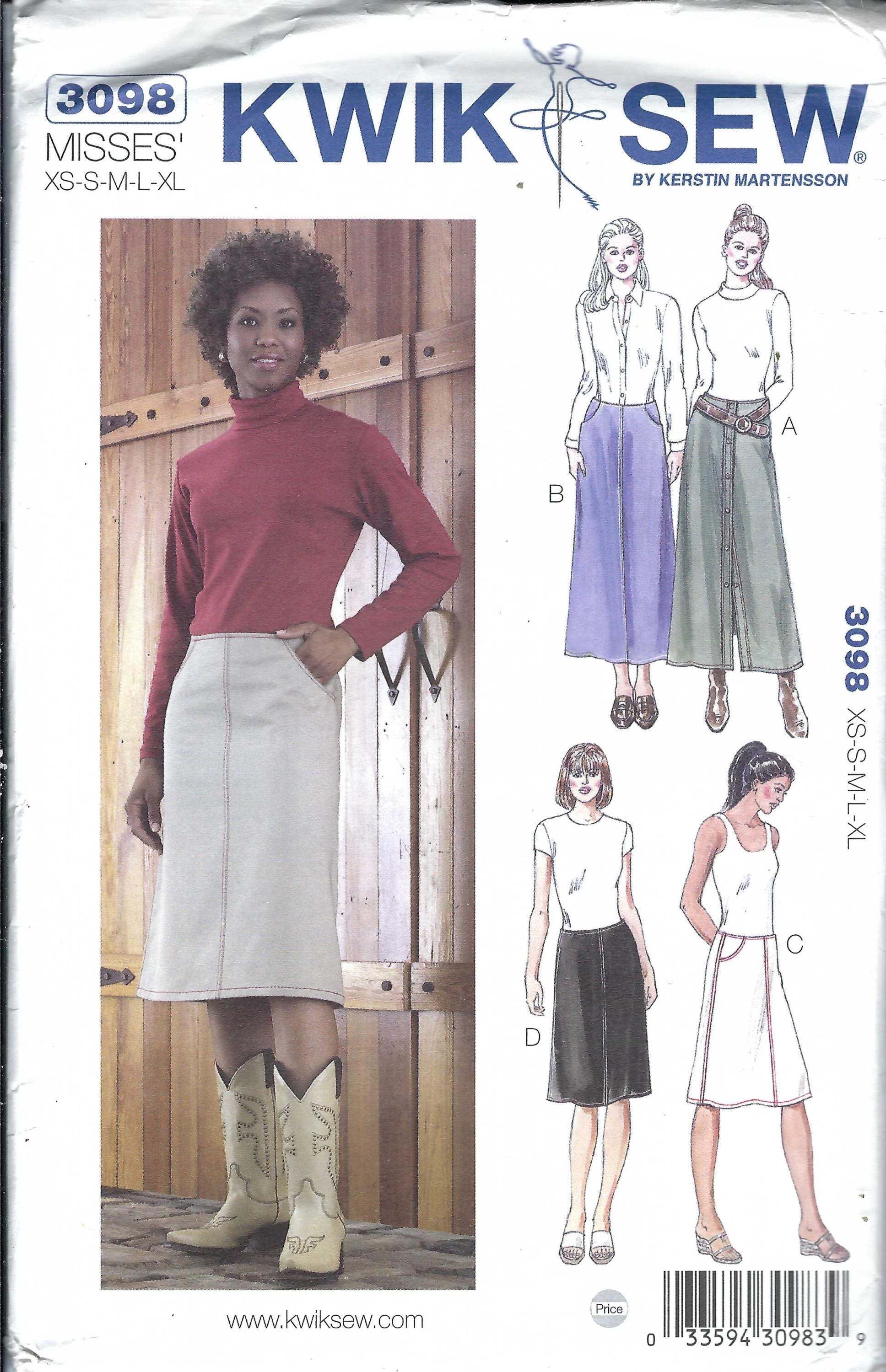 おかずです。 Uncut Kwik Sewing Pattern 3098 Skirts Button Down Front Pockets