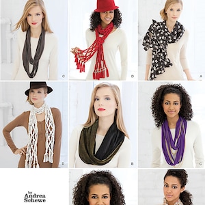 Uncut Simplicity Sewing 1790 Neck Scarves Fleece Knit Silk Eternity Scarf Fleece one size FF