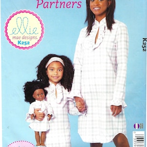 Uncut Sew Kwik Sew Kwik Sew Ellie Mae Designs 252 misses girls and 18&#39; doll dress misses S-L girls XS-M FF