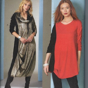 Uncut vogue sewing pattern Bust 32&quot; to 55&quot;, Vogue 1843, Sandra Betzina tunic  dress, shirred sleeves, cowl neck for two way stretch knits FF