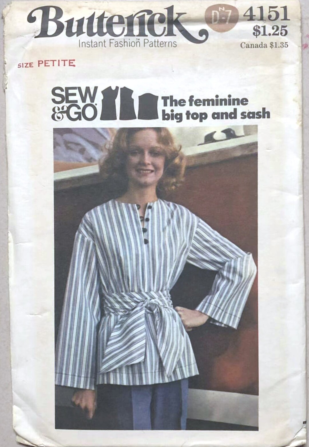 Vintage 4151 Vintage Butterick Sewing Pattern Misses Loose Fitting Top ...