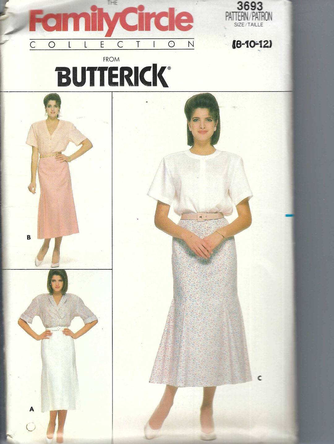 Uncut Vintage Butterick Sewing Pattern 3693 Misses' Skirt Size 8-10-12 ...