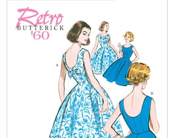 Patrón de costura de butterick sin cortar B5748 5748 Vestidos acampanados para señoritas/señoritas petite, todos los tamaños Talla A5 (6-14) E5 (14-22) FF