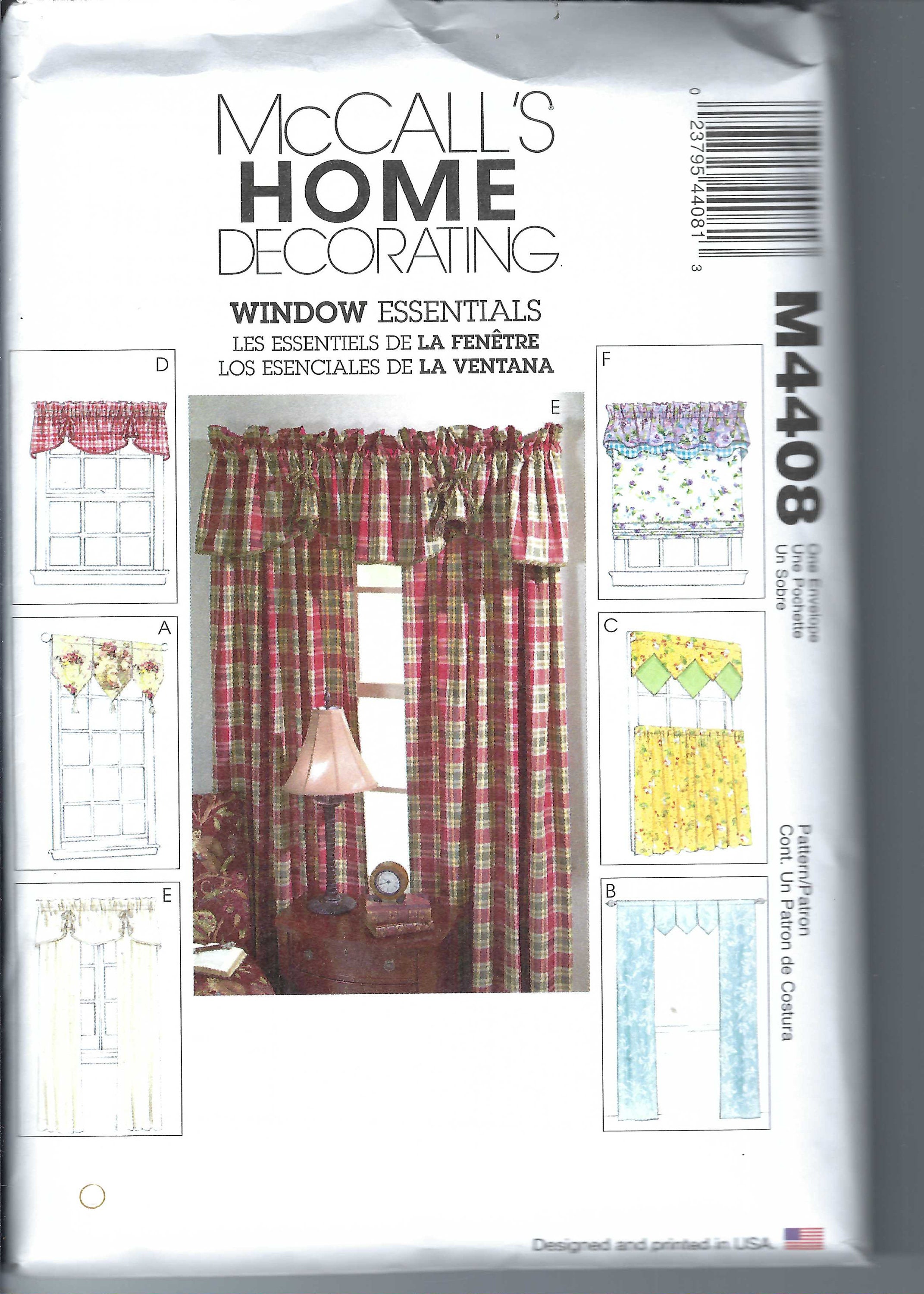 McCalls Pattern M4408 Rideaux textiles de maison -  France