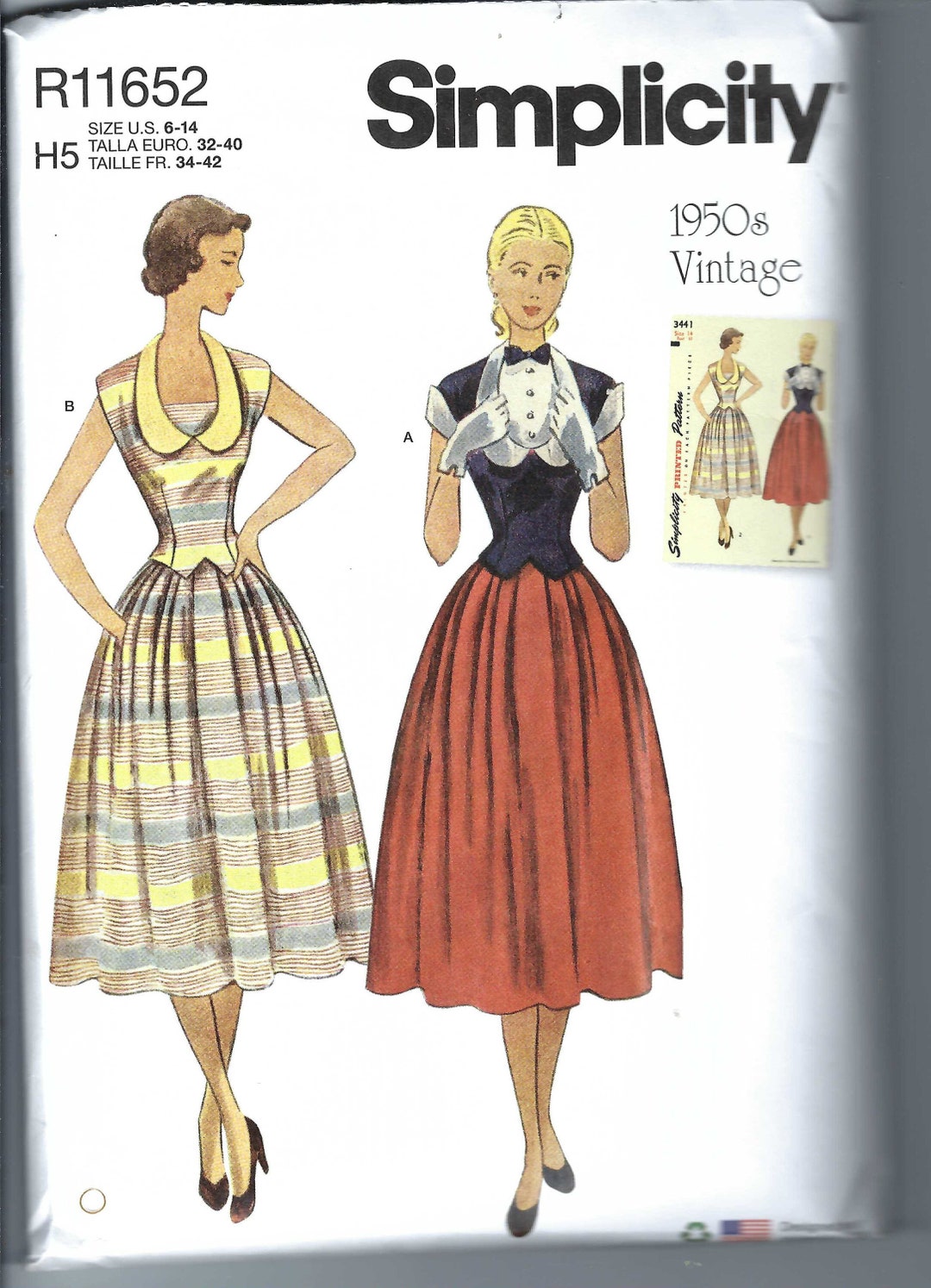 Uncut Simplicity Sewing Pattern 11652 9676 1950s Vintage Reprint Misses ...