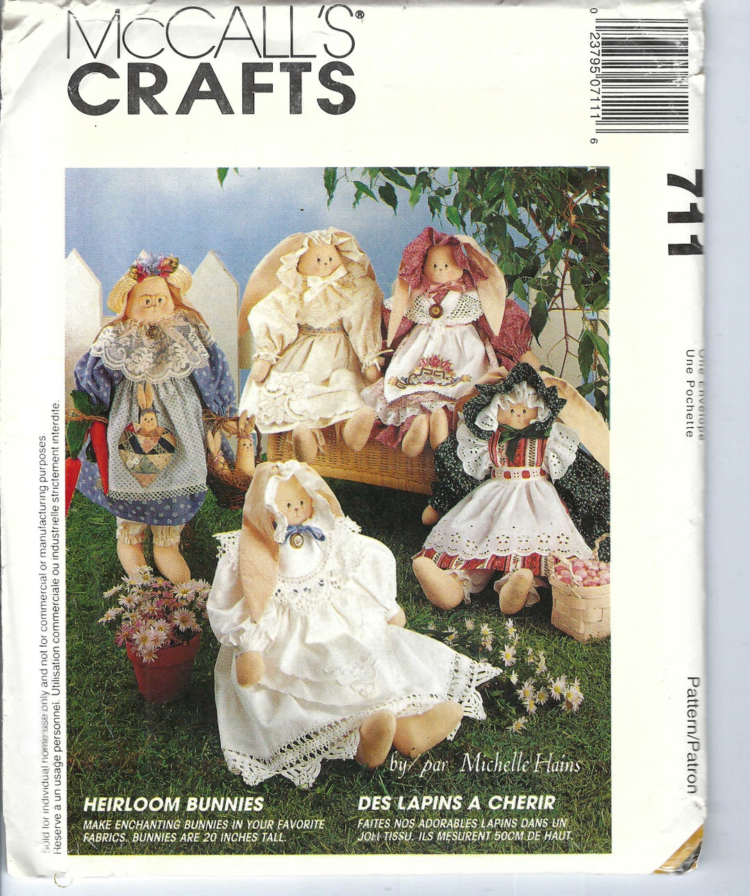 Uncut Vintage Mccalls Sewing Pattern 711: Heirloom Bunnies by Michelle ...