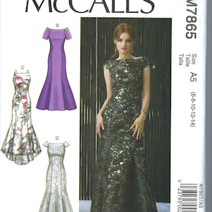 Modello di cucito McCalls non tagliato per abito da sera da donna, abito da sera formale, abito da ballo, abito aderente, McCalls 7865, taglia 6-14 14-22 piegato
