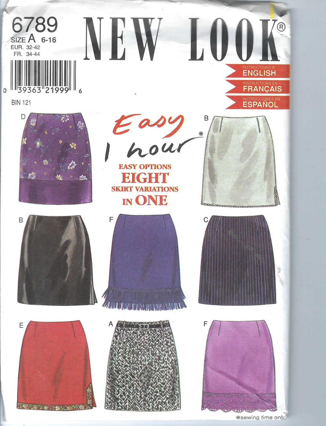 Slide Slit Pattern Uncut New Look Sewing Pattern 6789 Straight or A-line Knee Length Skirt ...