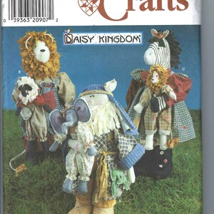 Uncut vintage simplicity sewing pattern Stuffed animal craft pattern 7860 24" zebra and lion, 21" Noah and their 14" lion lamb elephant FF