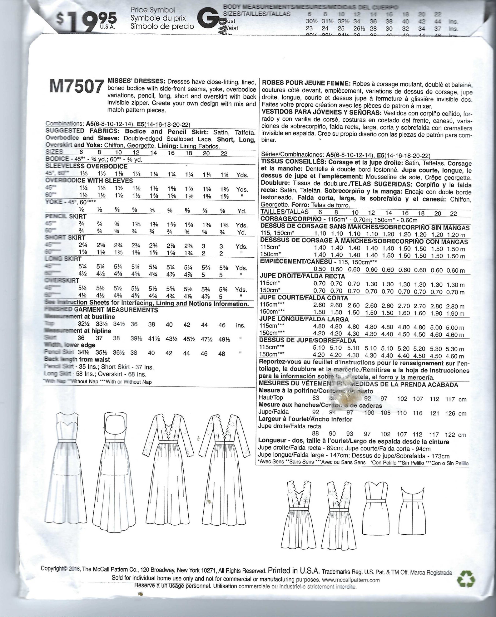 Uncut Mccalls Sewing Pattern Womens Dress, Prom Dress, Formal Dress ...