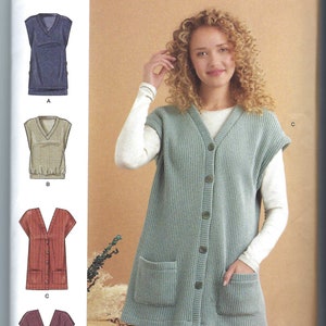 UNCUT Simplicity naaipatroon 11206 9374 Gebreid truivest, knoopsluiting en trui, maten XxS XS S M L XL XxL ff