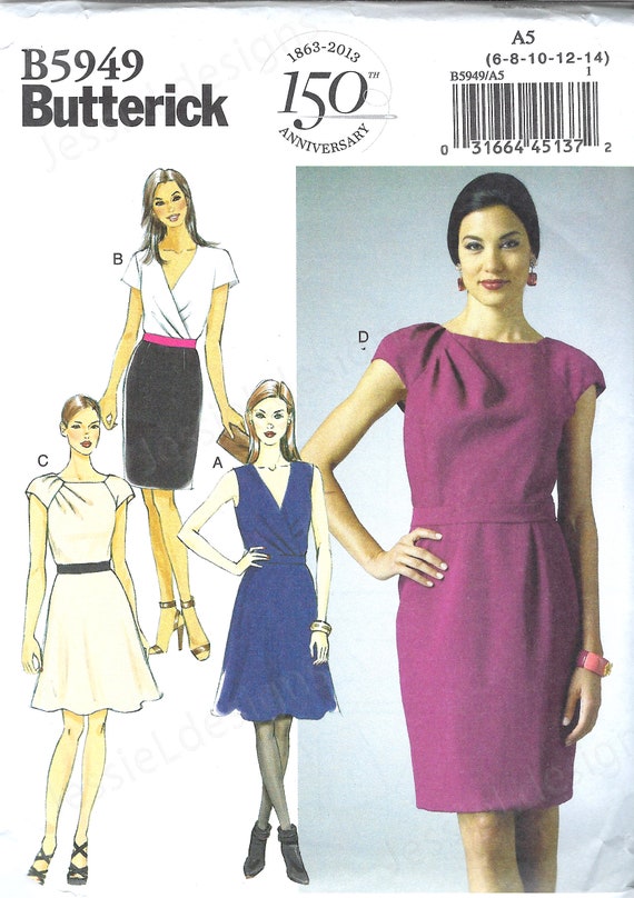 Uncut Butterick Sewing Pattern 5949 Mock Wrap or Straight Dress Fitted or Flared Skirt Sleeve Var Easy to Sew Size 6-14 FF - Etsy Uncut Butterick Sewing Pattern 5949 Mock Wrap or Straight Dress Fitted or Flared Skirt Sleeve Var Easy to Sew Size 6-14 FF - Etsy
