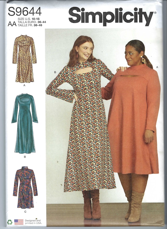 Uncut Simplicity Pattern 11673 9644 Misses' and Women's Knit Dress in Three  Lengths Size 10-18 20-28 FF -  Hong Kong