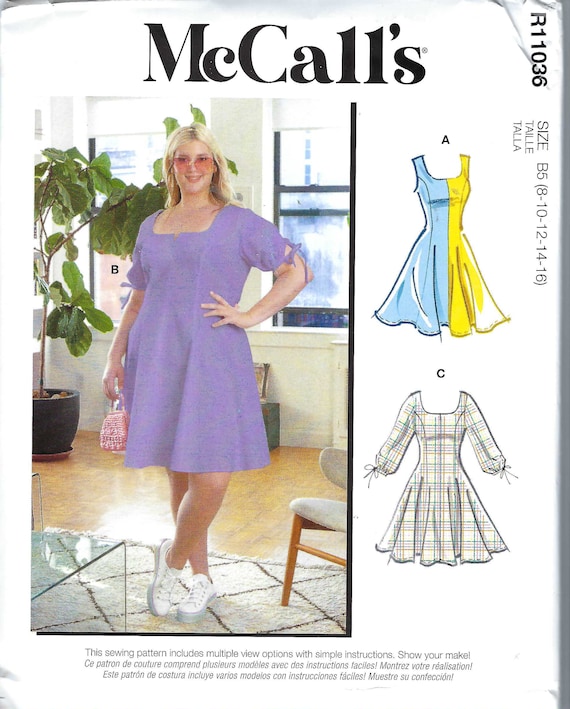 Uncut mccalls Sew sewing pattern 11036 8196, Misses and Women’s Dresses,  Sizes 8-10-12-14-16 18-24 26-32 FF