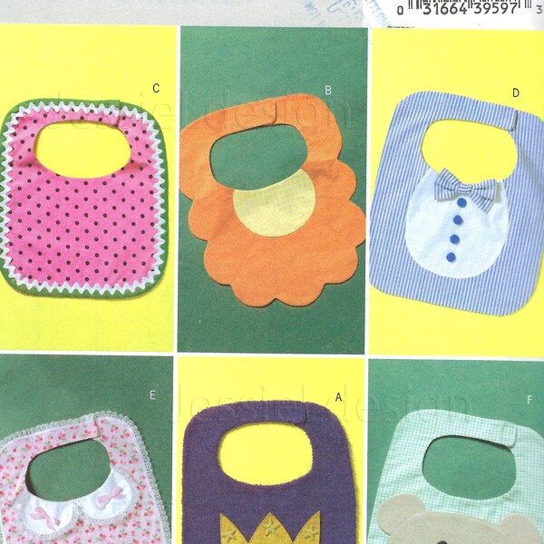 Uncut  butterick sewing pattern Baby Bib, Butterick 4533, Sewing Pattern,Baby Shower Gift,Watermelon,Daisy Bib,Tuxedo Bib,Princess Bib FF