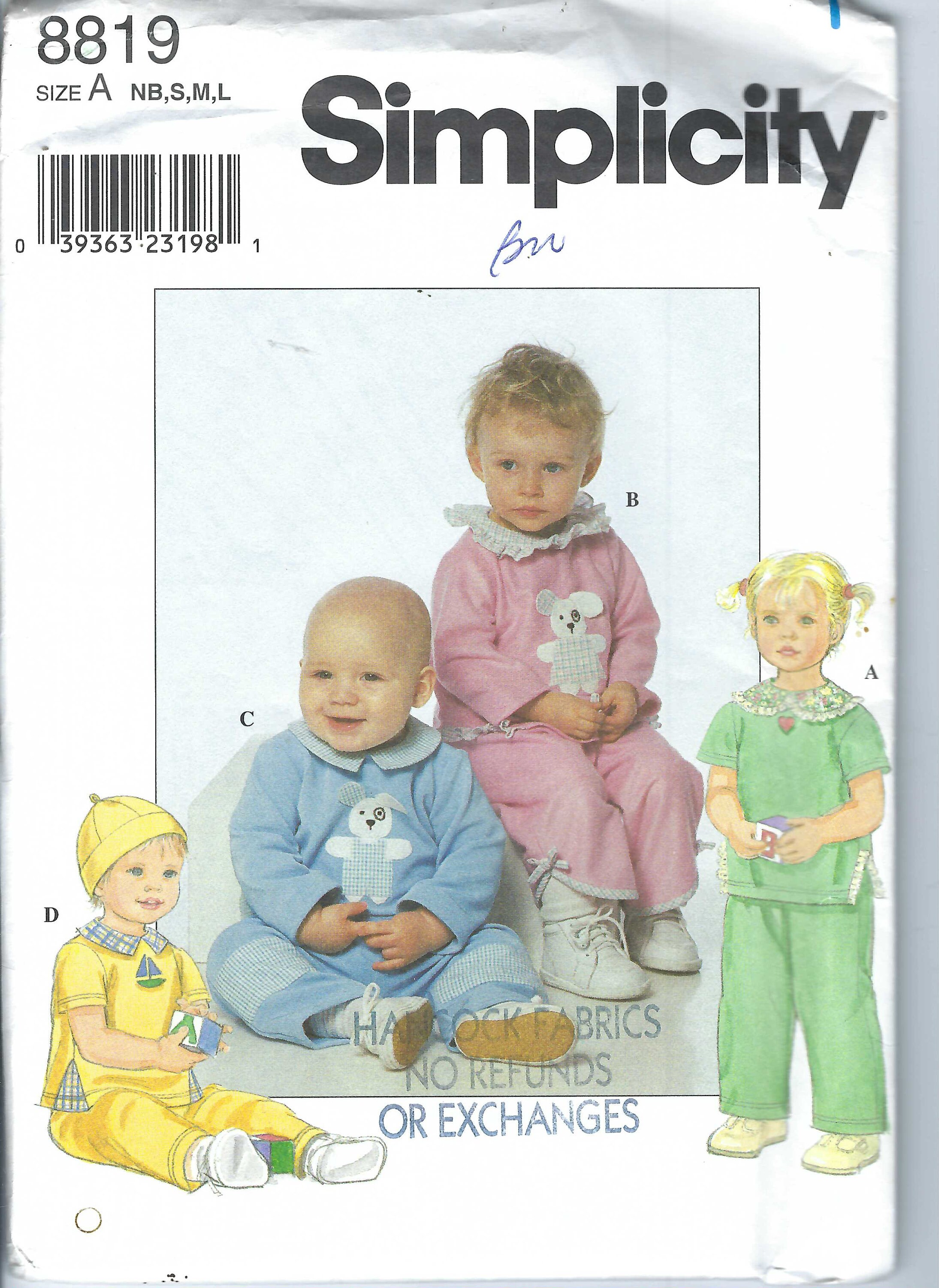 Uncut Vintage Simplicity Sewing Pattern 8819 Baby's Top With