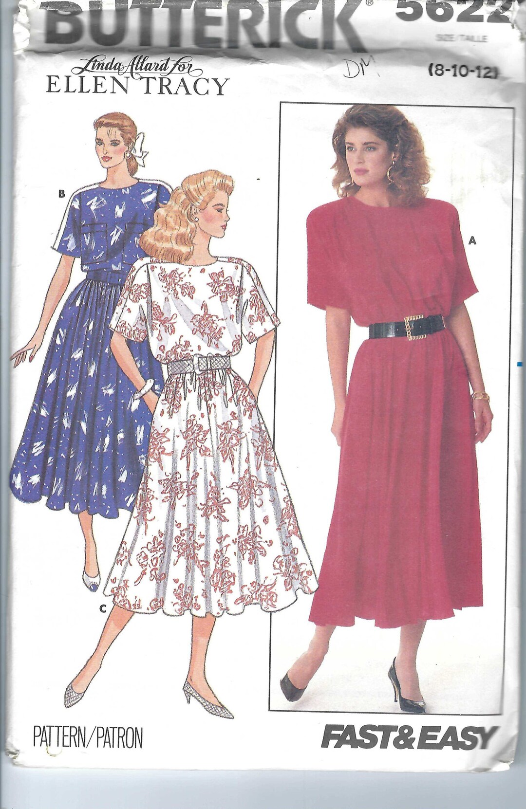 Uncut Vintage Butterick Sewing Pattern 5622 Fast Easy Blouson Bodice ...