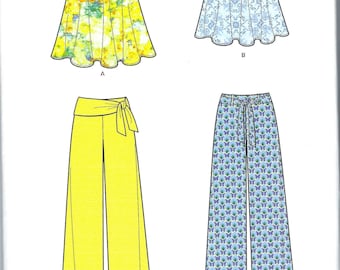Uncut New Look Sewing Pattern New Look 6191   Miss 8-18  Below Waist Pants  Flared Skirt FF