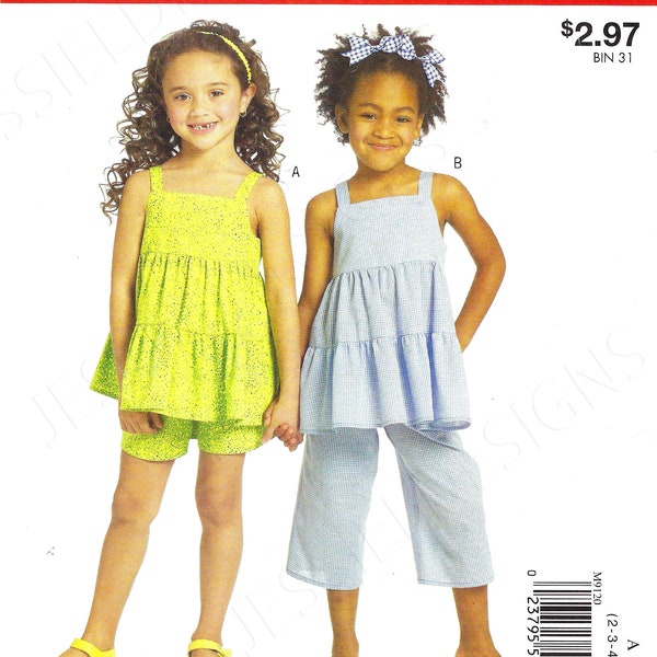 Uncut McCalls Sewing Pattern Pattern 9120 children girl tops and pants size 2-5 factory Folded