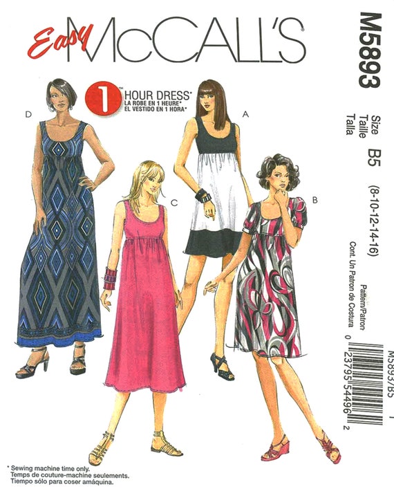 UNCUT Mccall's 5893 Easy 1 Hour Dress Size B5 - Etsy