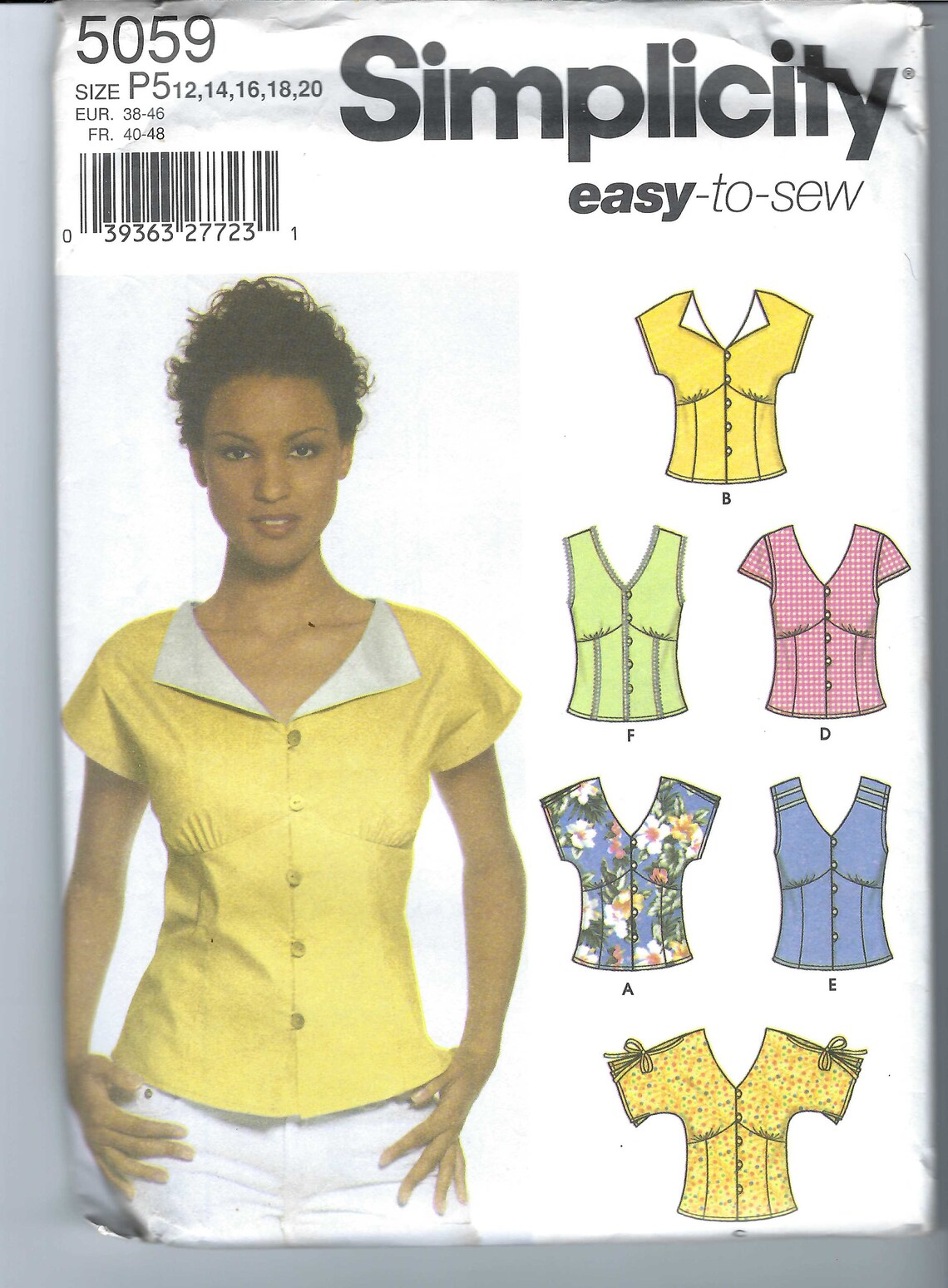 Uncut Simplicity Sewing Pattern 5059 Button Front Summer Tops - Etsy